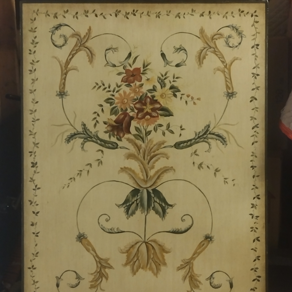 Vintage Floral Wall Art in Cream and Green